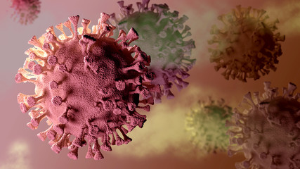 Close-up image of the coronavirus molecule COVID-19.