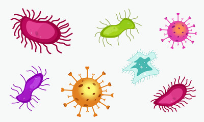 Set of different virus and bacteria shapes. Vector
