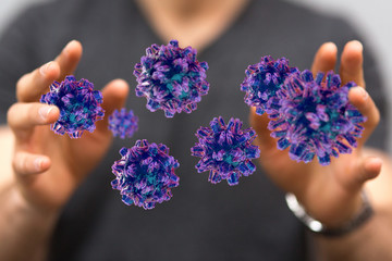 flu virus attack digital 3d  epidemic.
