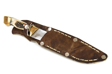 Hunting knife and leather sheath