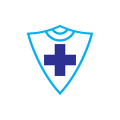 Shield with Plus Medical protection logo design vector