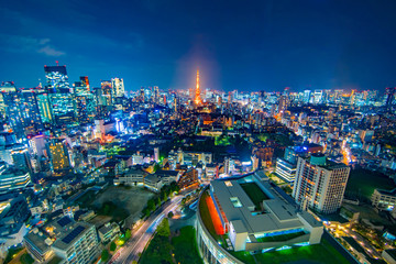 Fototapeta na wymiar Night view of Tokyo Japan 東京 都市風景 夜景