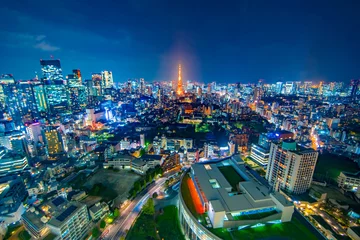 Fotobehang Nachtzicht van Tokyo Japan © 拓也 神崎