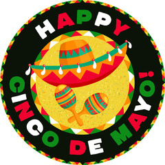 Happy Cinco De Mayo celebration label. - 331002632