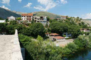 Fototapeta na wymiar Bridge over Trebisnjica river in Trebinje city, Bosnia and Herzegovina