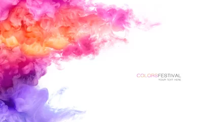 Foto op Aluminium Abstracte banner als achtergrond met kleurrijke inkt in water. Feest van kleuren. Kleur explosie verf textuur © Casther