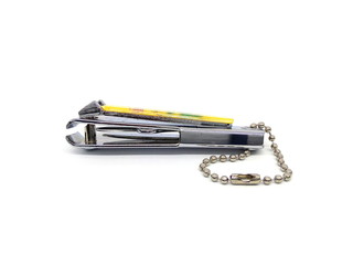 Close up of nail clipper or nail cutter isolated on white background.