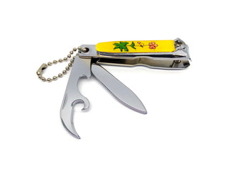 Close up of nail clipper or nail cutter isolated on white background.