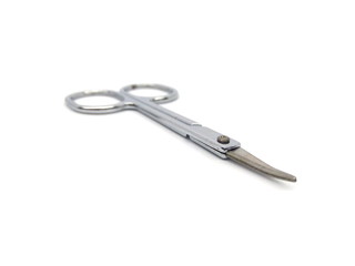 Nose hair scissors or nose hair clipper isolated on white background. Cuticle cutter. Cuticle scissors. Manicure scissors. Nail clipper. Nail cutter.