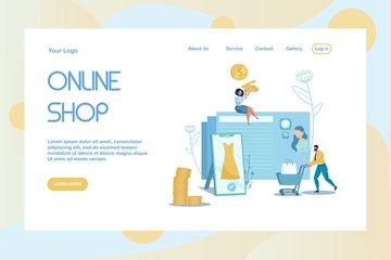 Obraz na płótnie Canvas Popular Online Shop Landing Page with Copy Space