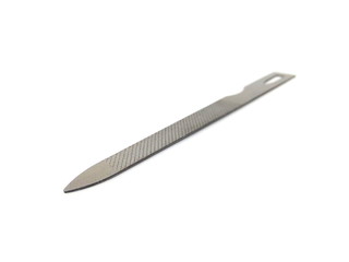 Stainless steel nail file isolated on white background.