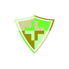 Obraz premium Shield with Plus Medical protection logo design vector