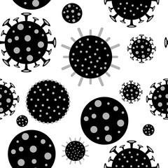 Corona Virus illustration, seamless pattern. Coronavirus danger, symbol, logo of disease.