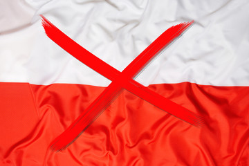 Crossed out flag of Poland, curfew concept
