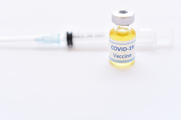 Vial of COVID-19 virus vaccine for injection, protective from novel coronavirus 2019 found in Wuhan, China