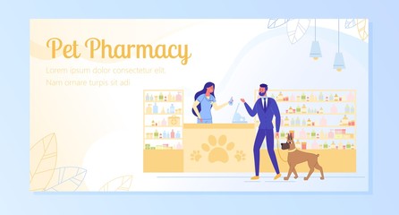 Vector Banner, Written Pet Pharmacy, Cartoon.