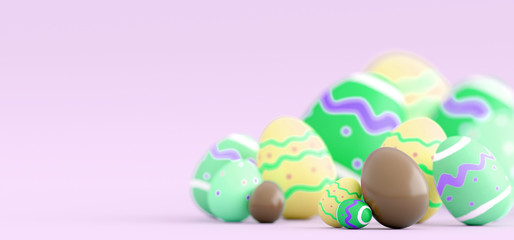 Fototapeta na wymiar Easter composition on a color background - 3d rendering
