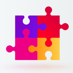 Four piece puzzle. Solution concept. Modern design.