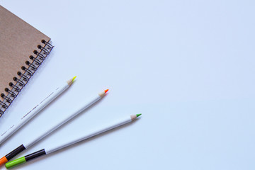 Set of stationery on background. Flat lay