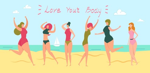 Women with Different Figure, Size, Body Positive.