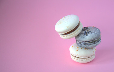 Macarons on a pink background