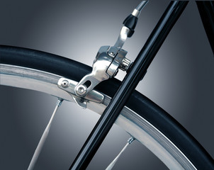 Felgenbremse an einem Fahrrad close up