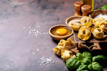 Raw traditional Itallian ravioli