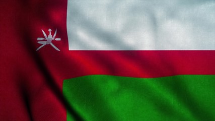 Oman flag waving in the wind. National flag of Oman. Sign of Oman. 3d illustration