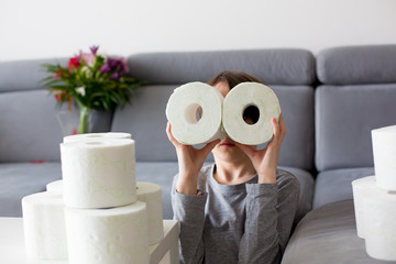 Child, playing with toilet paper