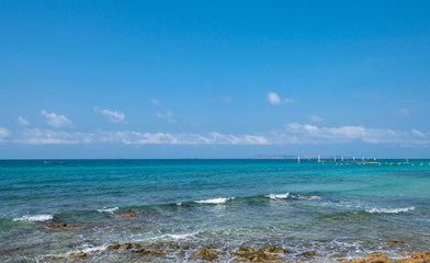 Landscape summer of beaches with beautiful and sea emerald green