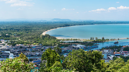 Aerial view Pak Nam Chumphon, Chumphon Thailand.