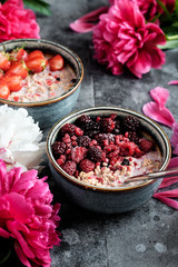 Oatmeal with fruits and berries