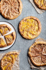 Galettes with pear, peaches, apples and walnuts