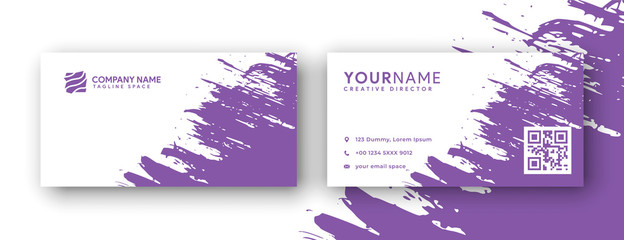 purple business card design with grunge or brush effect