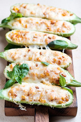 Zucchini baked with cheese and pine nuts