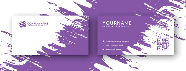 purple business card design with grunge or brush effect