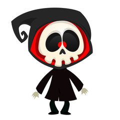 Cute cartoon grim reaper cartoon illustration for Halloween.
