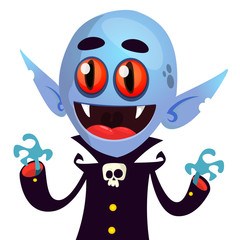 Cute cartoon vampire smiling. Vector illustration isolated