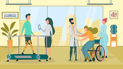 Disabled People Having Rehabilitation or Therapy.