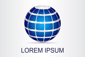 Abstract technology logo stylized spherical surface with abstract shapes. This logo is suitable for global company, world technologies, media and publicity agencies