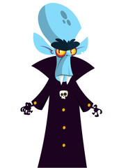 Cute cartoon vampire smiling. Vector illustration isolated