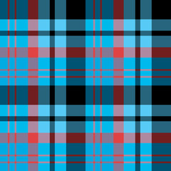 Seamless pattern in great blue, red and black colors for plaid, fabric, textile, clothes, tablecloth and other things. Vector image.