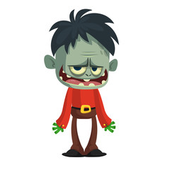Cartoon funny zombie. Halloween vector illustration of zombie