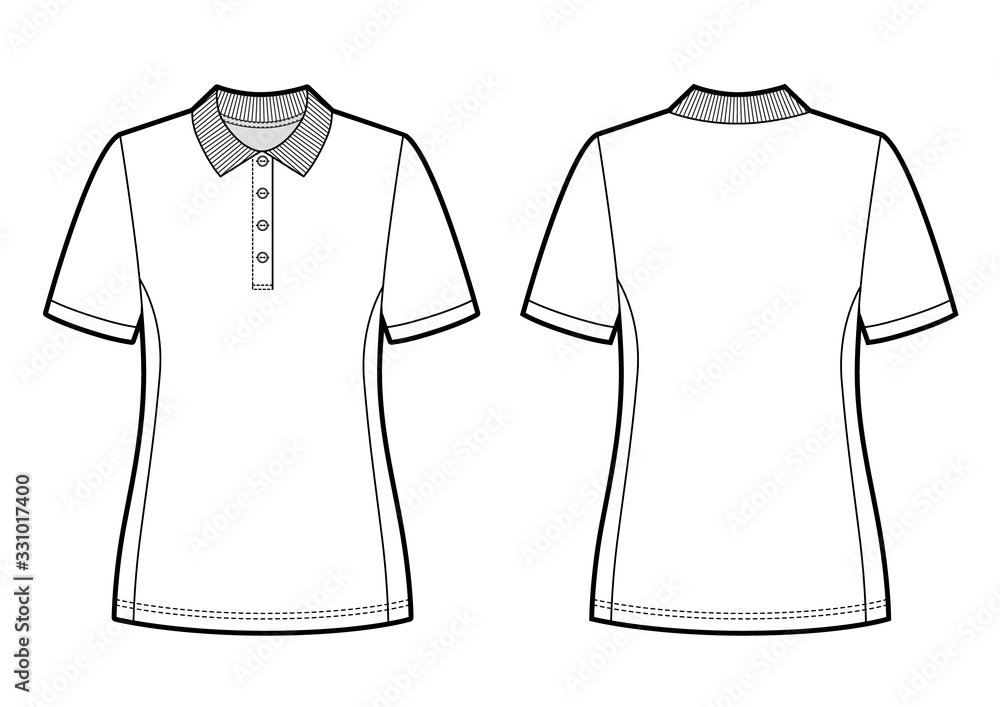 Sticker Women's white polo shirt vector for template.