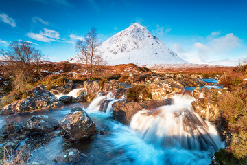 Waterfalls at the foot of the Buachaille Etive Mor © Helen Hotson