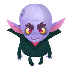 Cute cartoon vampire smiling. Vector illustration isolated