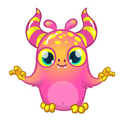 Funny cartoon monster. Vector illustration of cute monster creature.