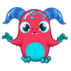 Funny cartoon monster. Vector illustration of cute monster creature.