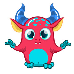 Funny cartoon monster. Vector illustration of cute monster creature.