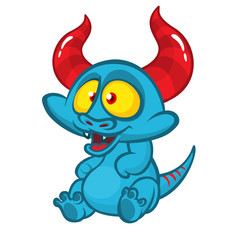 Funny cartoon monster. Vector illustration of cute monster creature.